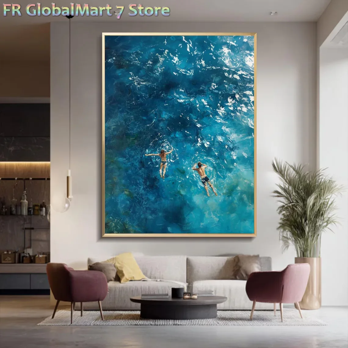 Resin Art Ocean - 1 Stück rahmenloses Wandbild „Paar beim