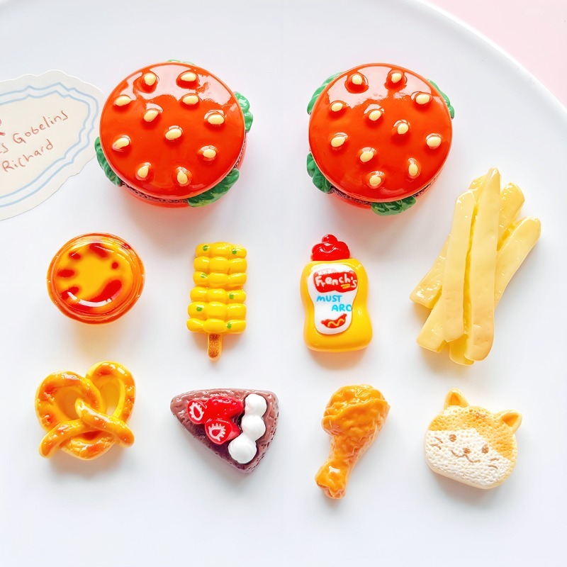 Resin Art Beach Theme - Cartoon 3D Burger Pommes Frites Harz