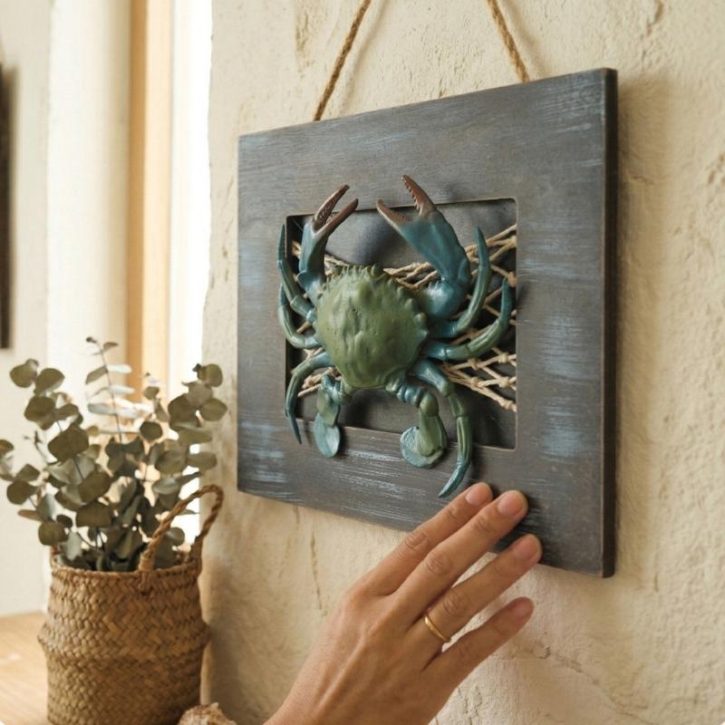 Resin Art Beach Theme - Krabben-Wanddekorationen aus Holz, Wanddekorationen zum Thema