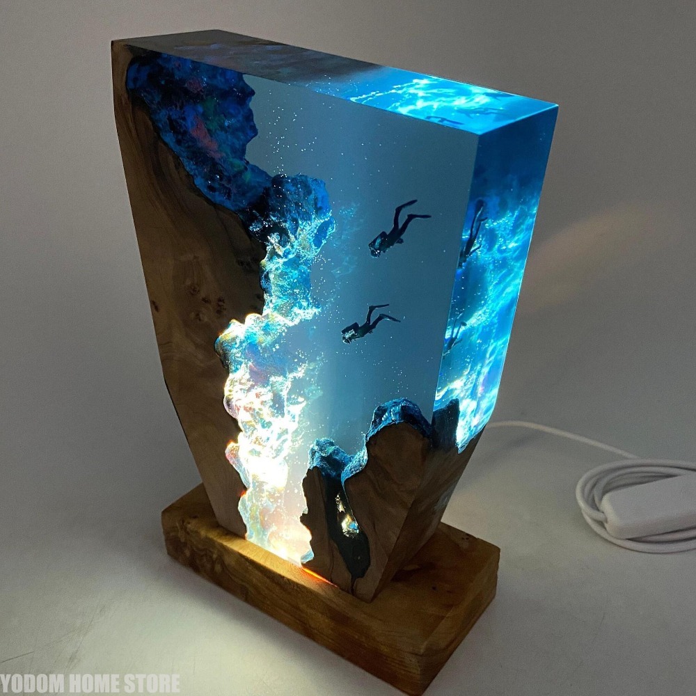 Resin Art World - Neue Unterwasserwelt Organismus Harz-Tischlampe Kreative Kunst-Dekorationsleuchte