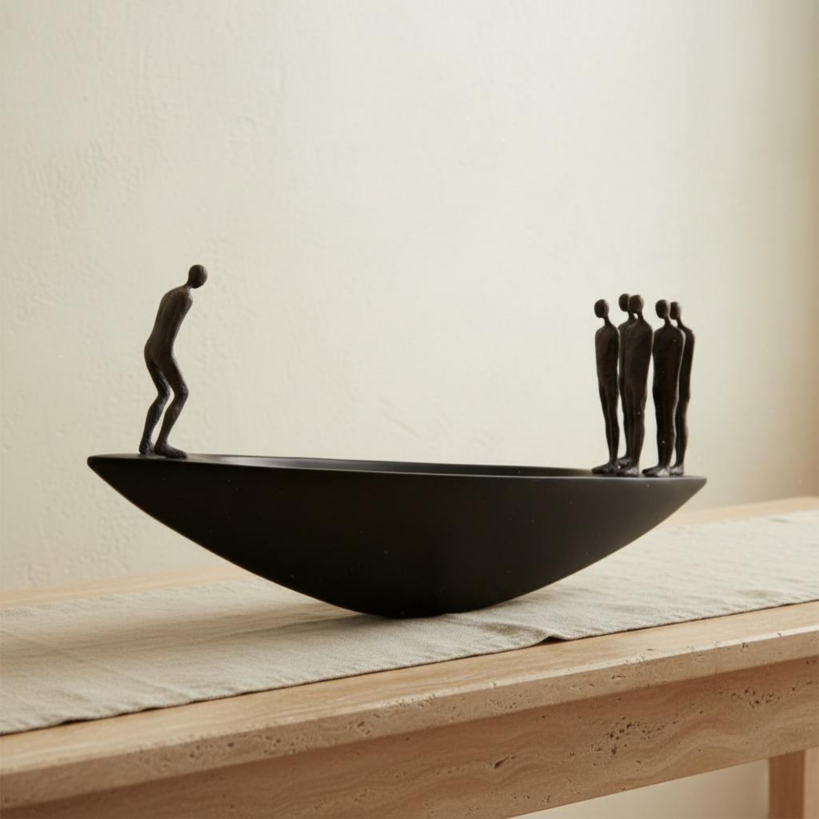Resin Art And Design - Moderne Segelboot-Statue aus Kunstharz im Wabi-Sabi-Stil,