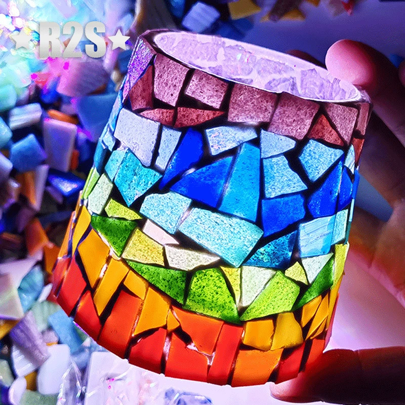 Resin Art Coasters - 100g Mosaikfliesen Buntglasmosaik DIY handgemachte Untersetzer