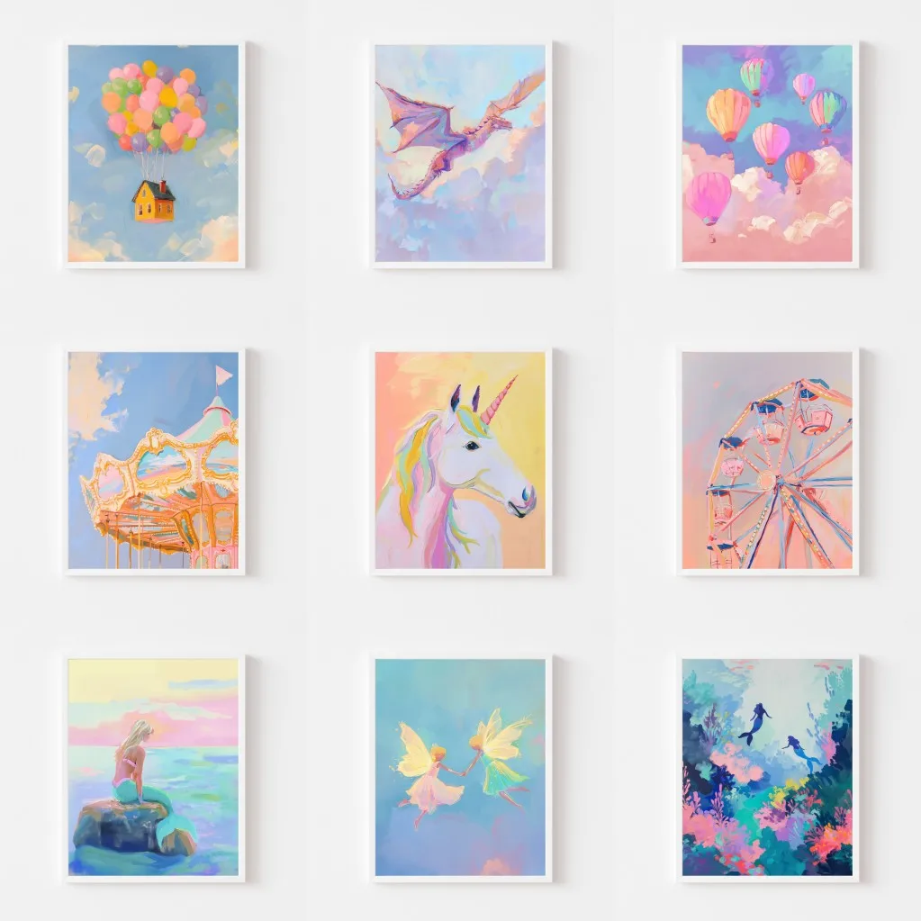 Resin Art World - Diamantmalerei Magisches Pastell-Wandkunst-Poster Märchenwelt Diamantmalerei Verspieltes