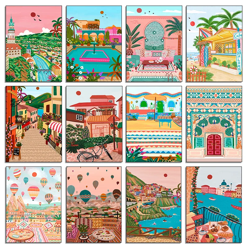 Resin Art India - Nordisches Marokko Marrakesch Kappadokien Indien-Tor Reise-Stadt-Poster
